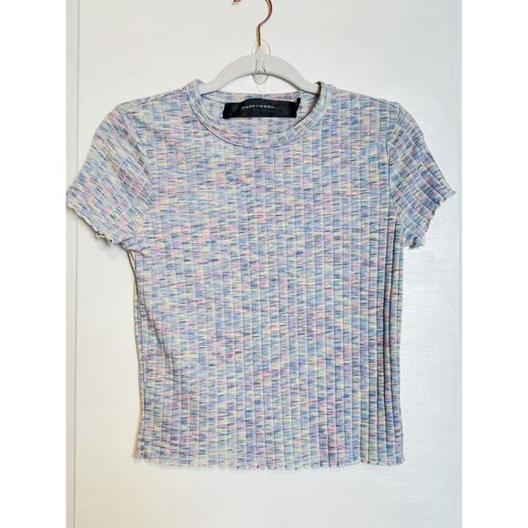 Code x Mode Purple Space Dye Stretch Boutique Designer Fitted T-Shirt NEW Tee M - Picture 12 of 12